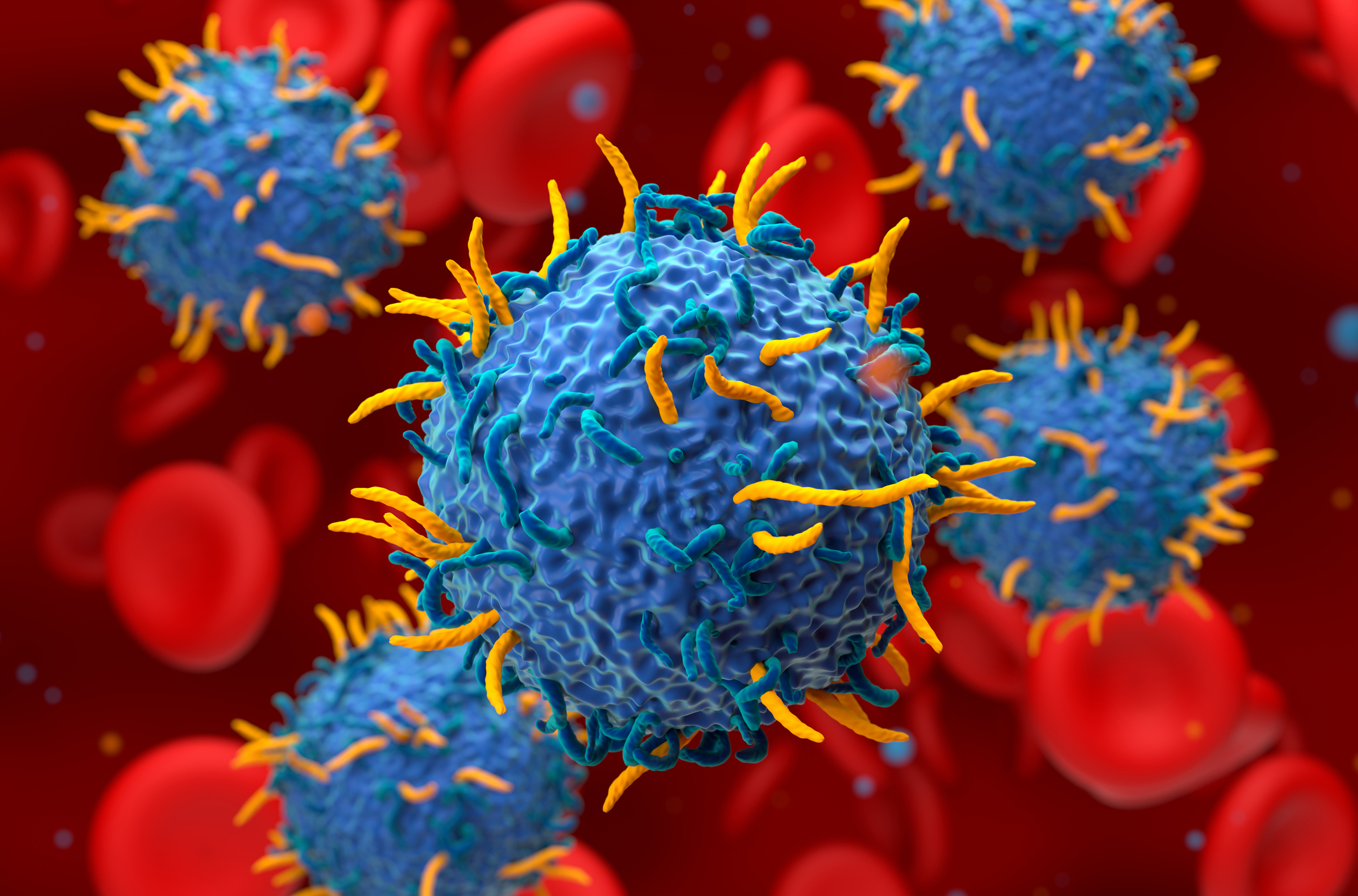 CAR T cells - Closeup view 3d illustration